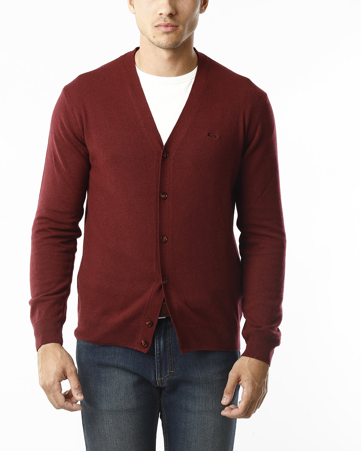 CARDIGAN MAGLIA RASATISSIMA_BORDEAUX