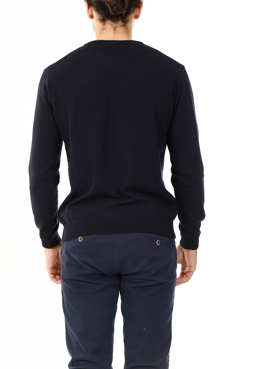 MAGLIONE GIROCOLLO MISTO CASHMERE RASATO_BLU