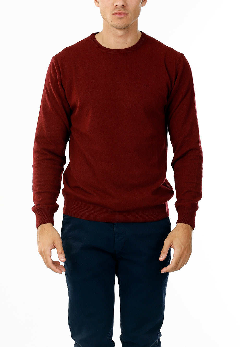 MAGLIONE GIROCOLLO MISTO CASHMERE RASATO_BORDEAUX