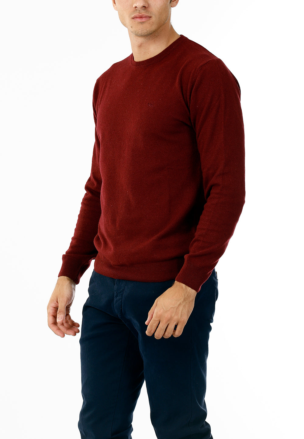 MAGLIONE GIROCOLLO MISTO CASHMERE RASATO_BORDEAUX