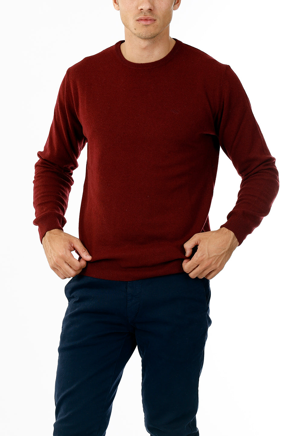 MAGLIONE GIROCOLLO MISTO CASHMERE RASATO_BORDEAUX