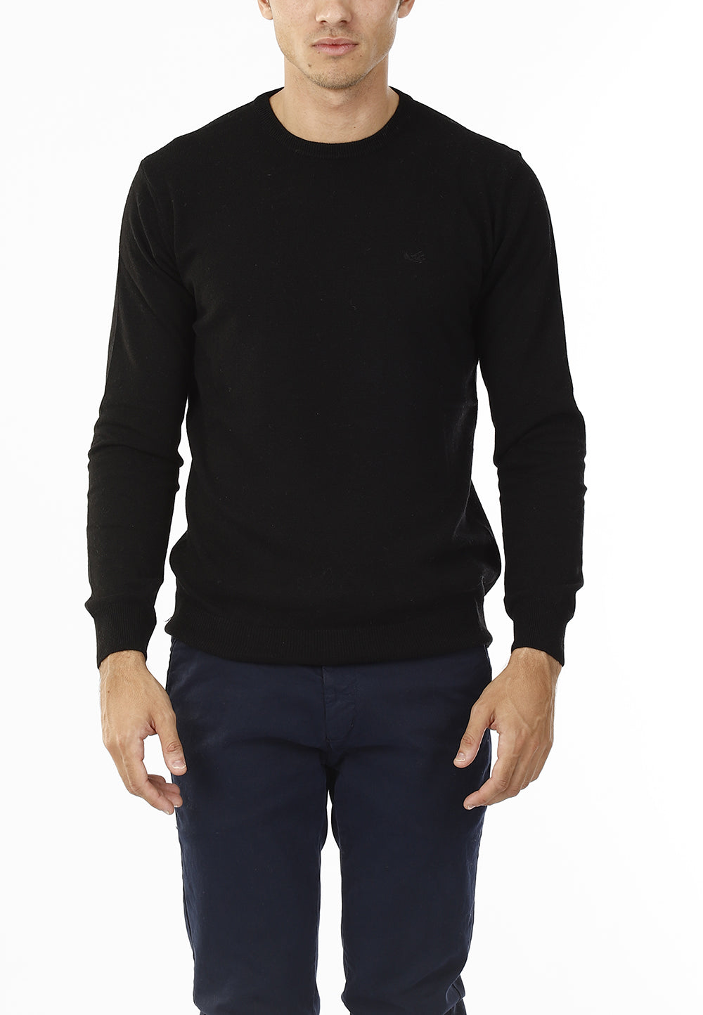 MAGLIONE GIROCOLLO MISTO CASHMERE RASATO_NERO