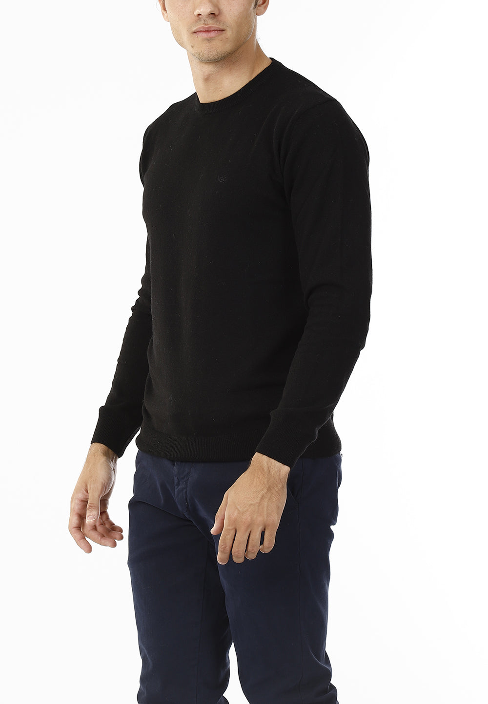 MAGLIONE GIROCOLLO MISTO CASHMERE RASATO_NERO