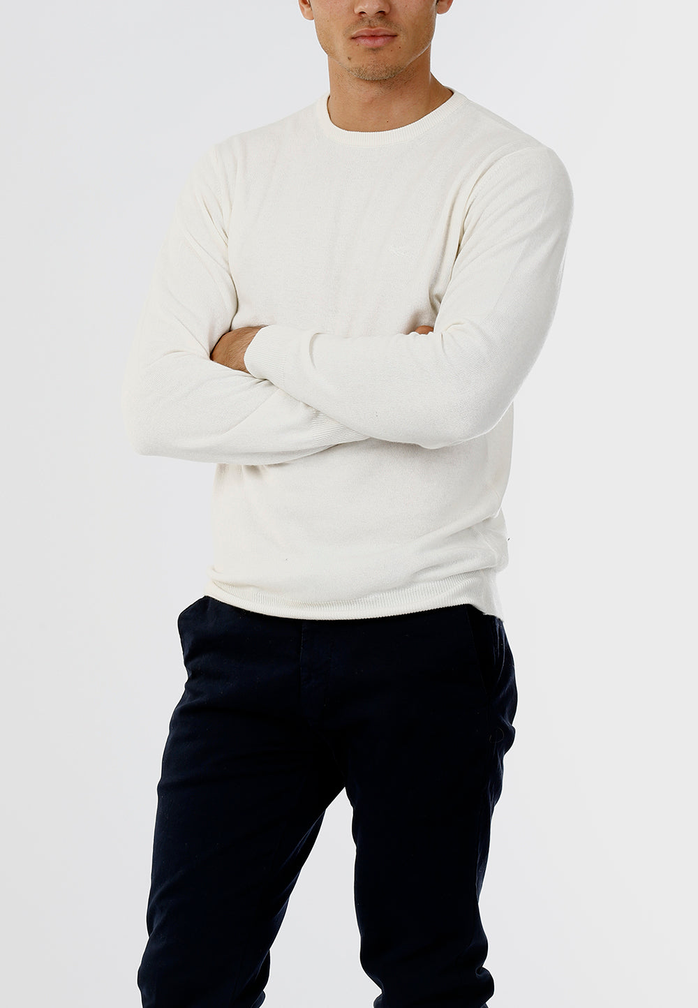 MAGLIONE GIROCOLLO MISTO CASHMERE RASATO_PANNA