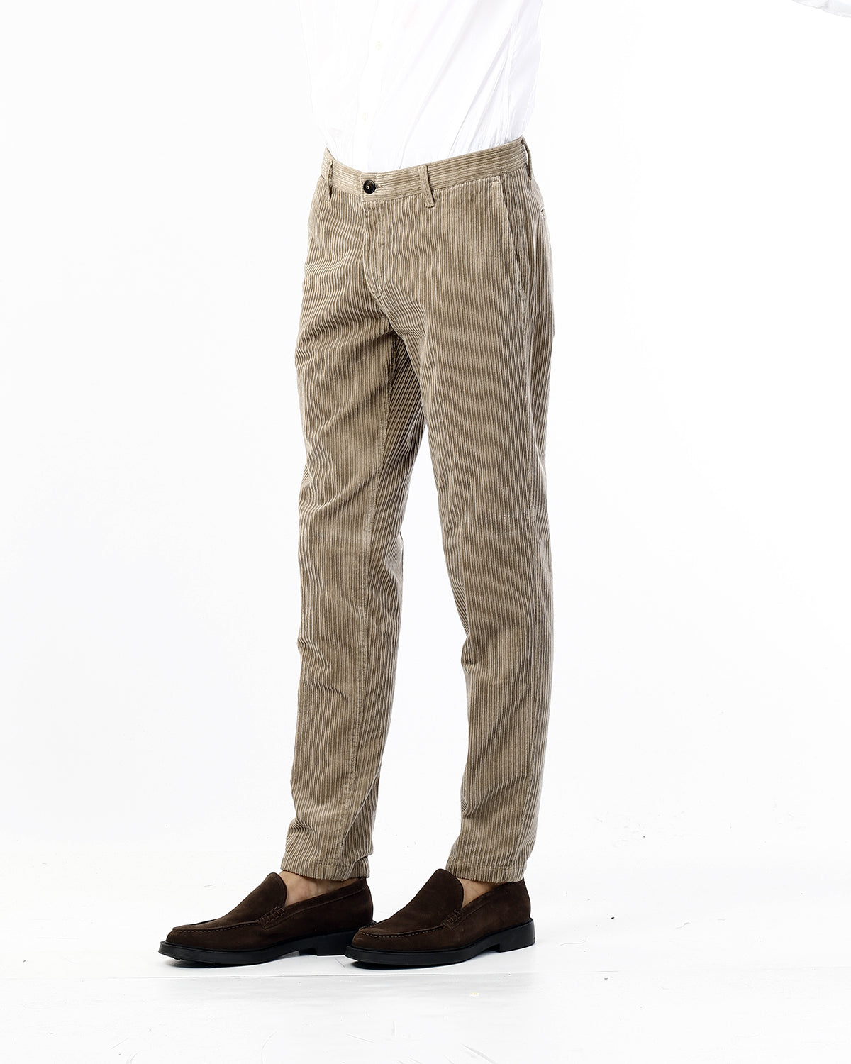 OLD RIVER PANTALONI VELLUTONE TASCA AMERICA SLIM_BEIGE
