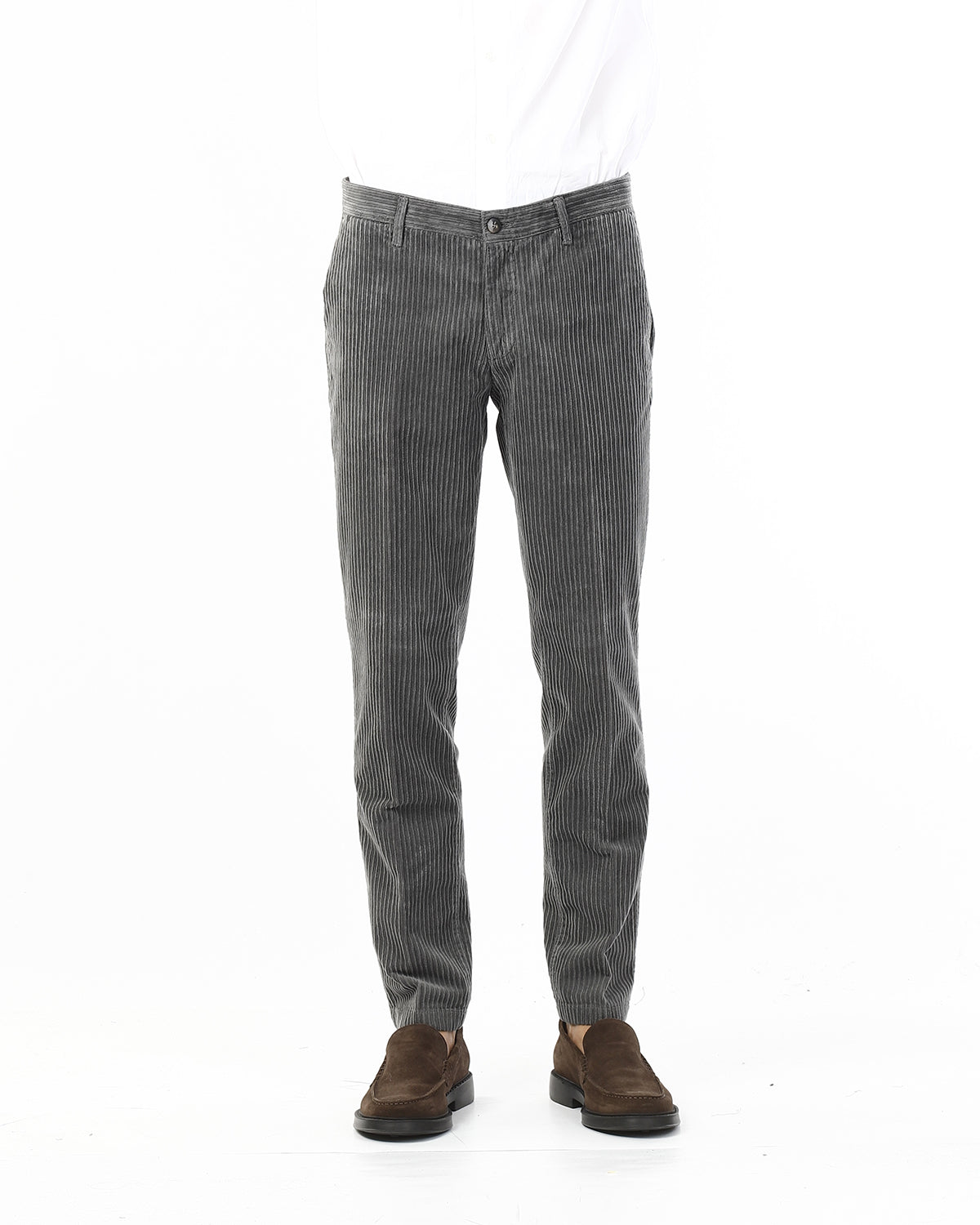 OLD RIVER PANTALONI VELLUTONE TASCA AMERICA SLIM_GRIGIO