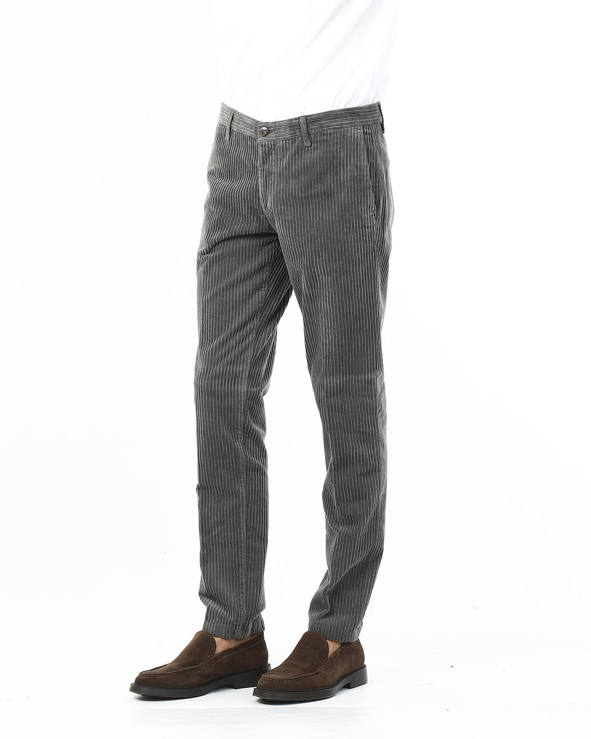 OLD RIVER PANTALONI VELLUTONE TASCA AMERICA SLIM_GRIGIO