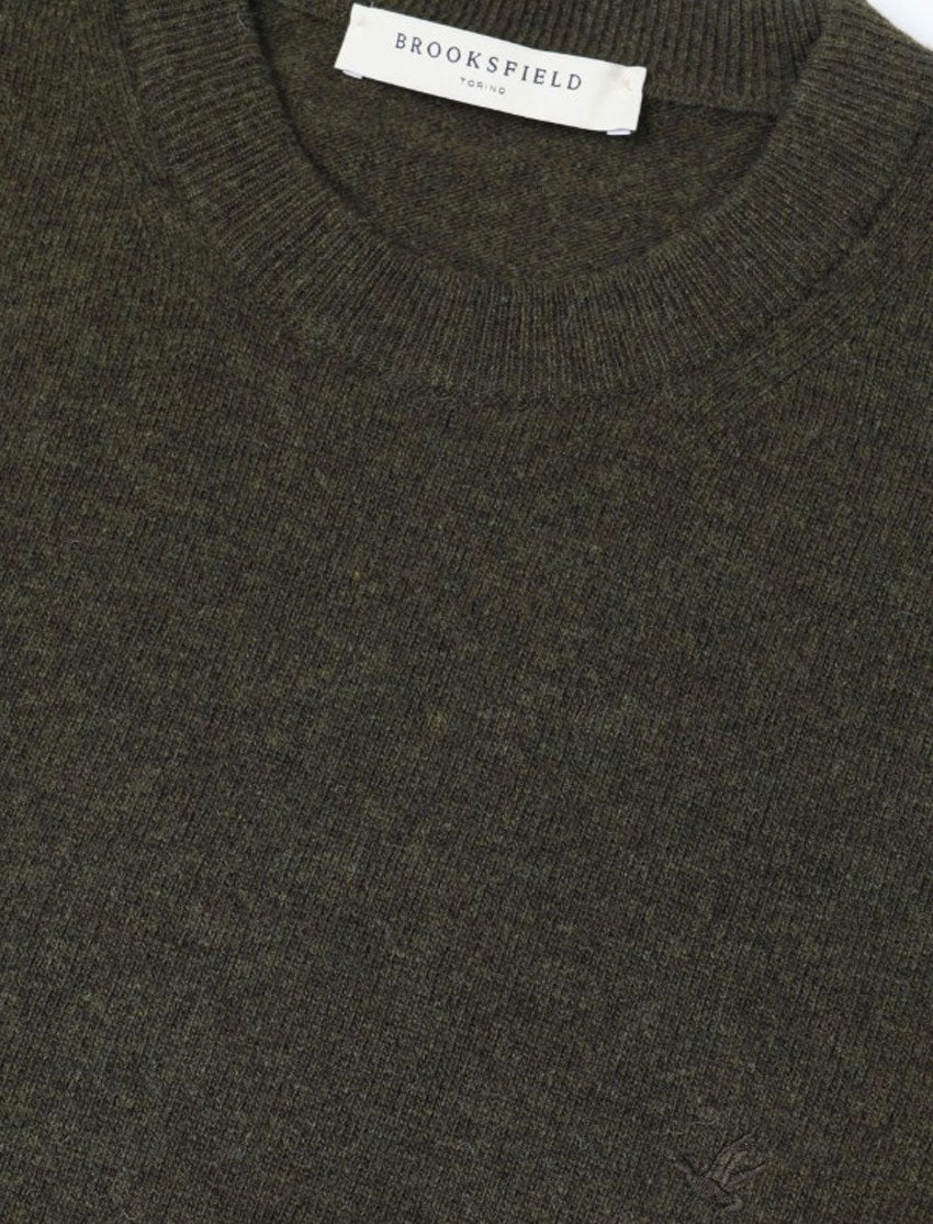 BROOKSFIELD MAGLIONE GIROCOLLO IN PURA LANA_OLIVE