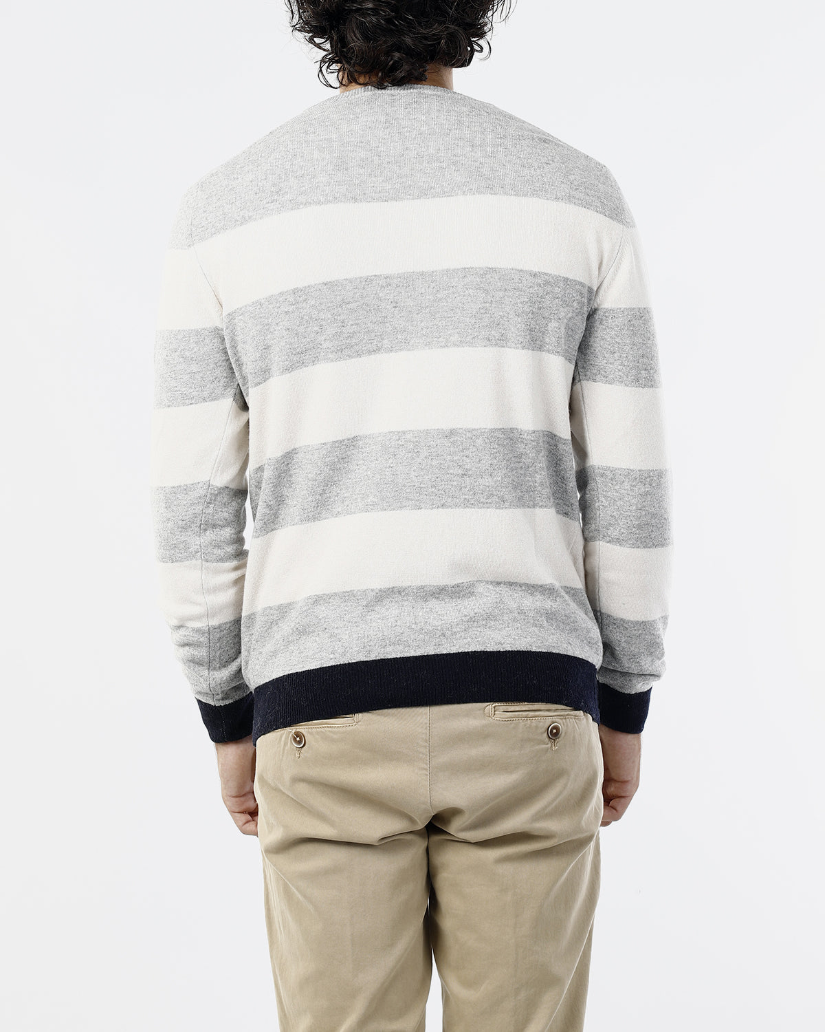 OLD RIVER MAGLIONE GIROCOLLO CON RIGA IN CONTRASTO_BLU