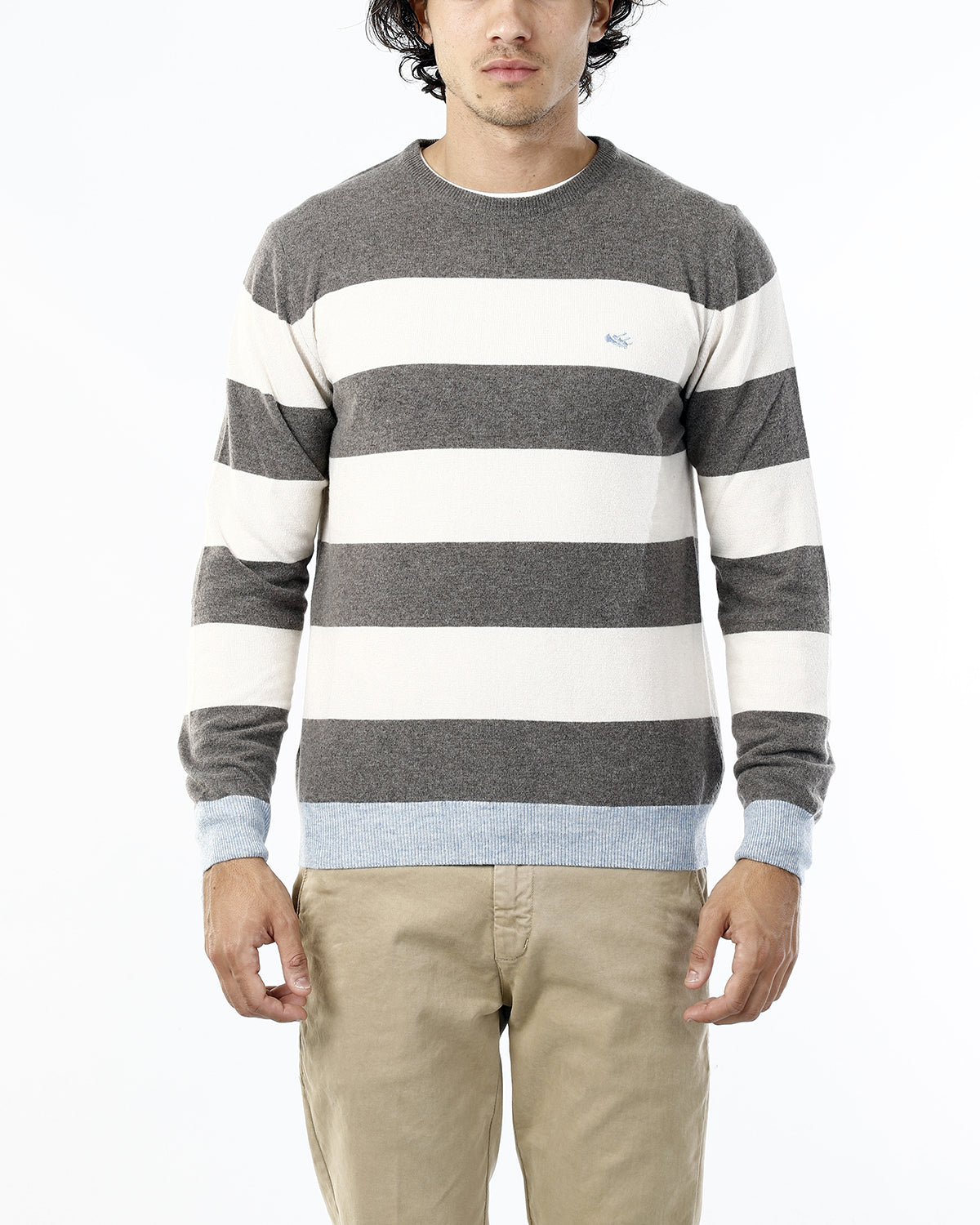 OLD RIVER MAGLIONE GIROCOLLO CON RIGA IN CONTRASTO_ZUCCHERO