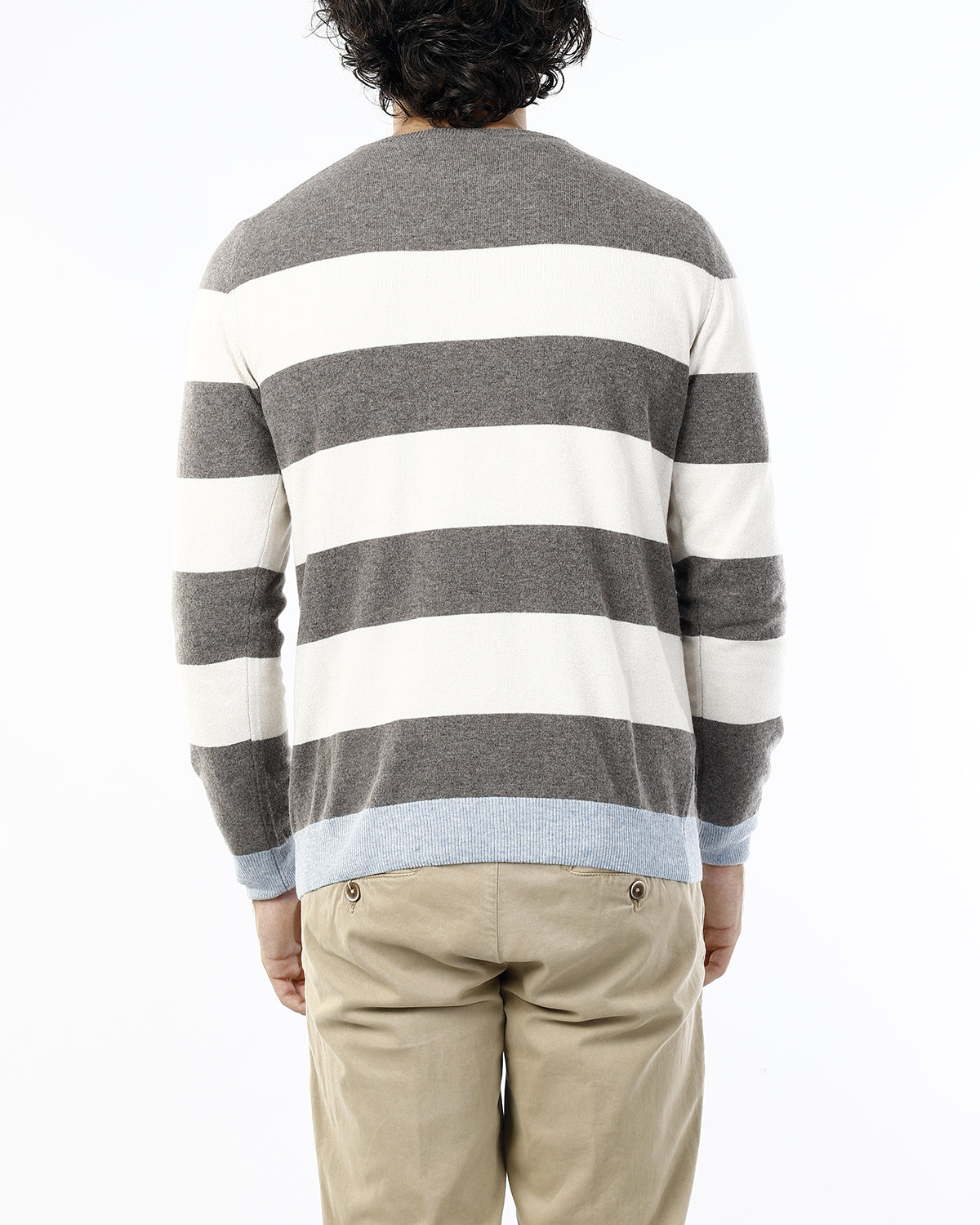 OLD RIVER MAGLIONE GIROCOLLO CON RIGA IN CONTRASTO_ZUCCHERO