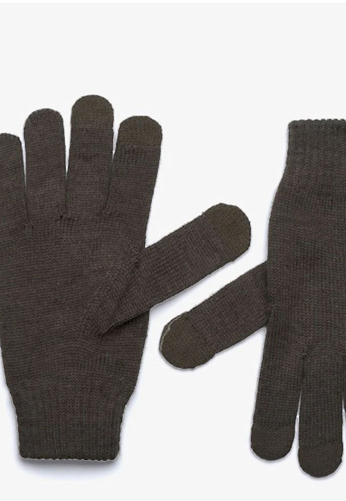 KWAY GUANTI ALFRED CARDIGAN STITCH WOOL_KB3_BLACK OLIVE MEL