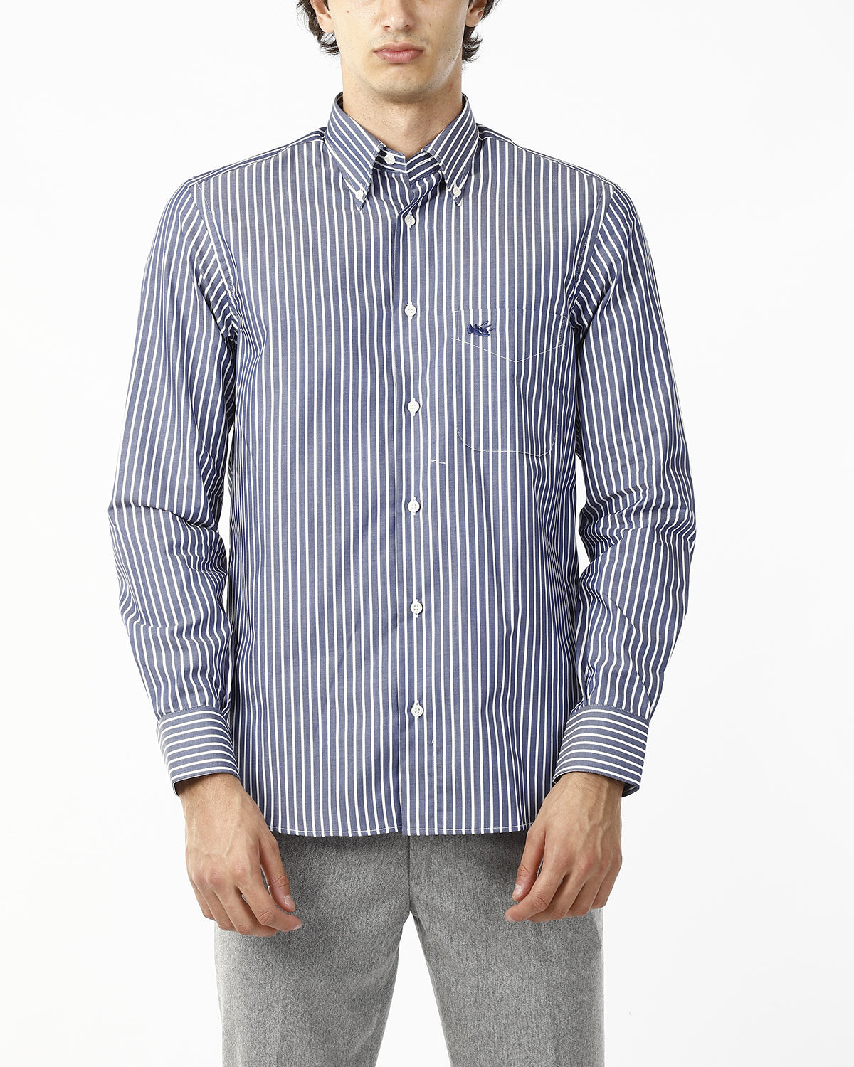 CAMICIA A RIGHE BLU E BIANCHE