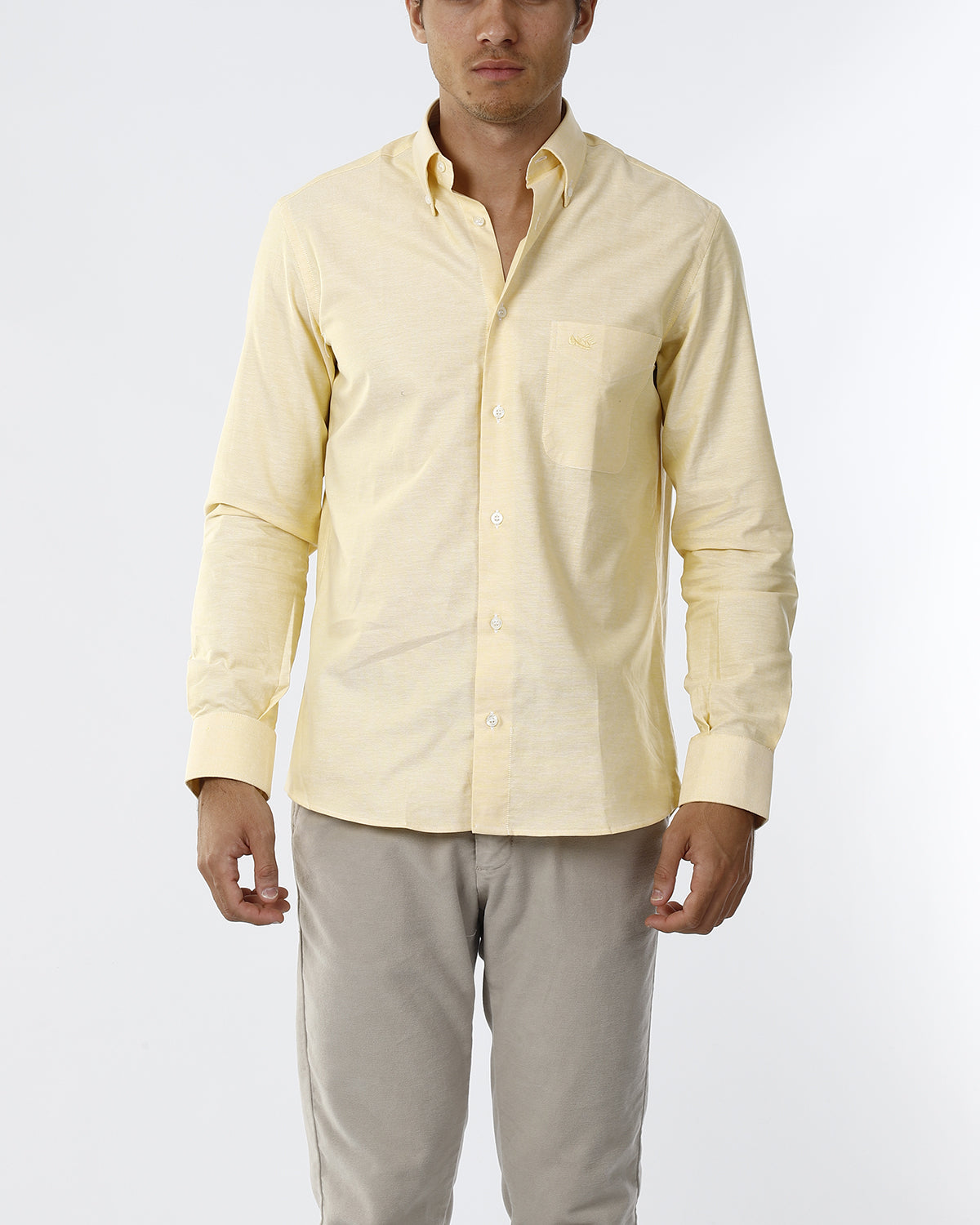 OLDRIVER CAMICIA TINTA UNICA CON RIPORTO_GIALLO