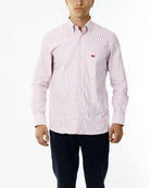 OLD RIVER CAMICIA A RIGHE E LOGO SU TONO_ROSSO