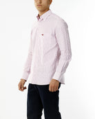 OLD RIVER CAMICIA A RIGHE E LOGO SU TONO_ROSSO