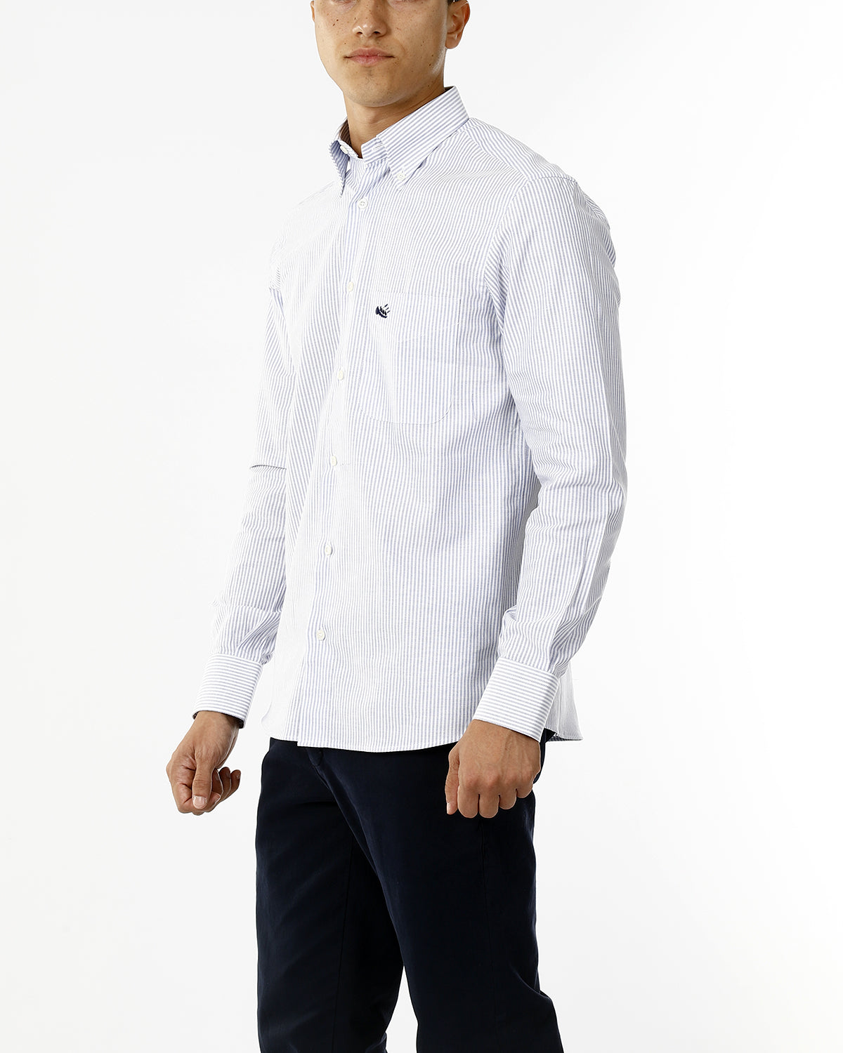 OLD RIVER CAMICIA A RIGHE E LOGO SU TONO_BLU