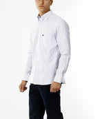 OLD RIVER CAMICIA A RIGHE E LOGO SU TONO_BLU