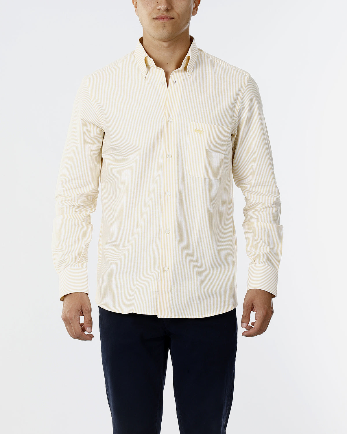 OLD RIVER CAMICIA A RIGHE E LOGO SU TONO_GIALLO