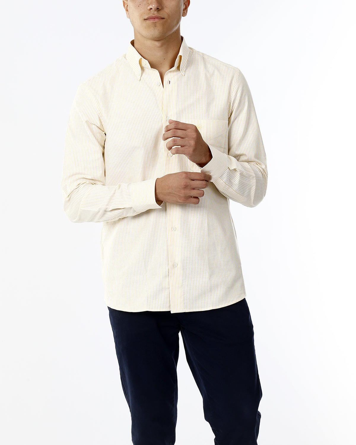 OLD RIVER CAMICIA A RIGHE E LOGO SU TONO_GIALLO