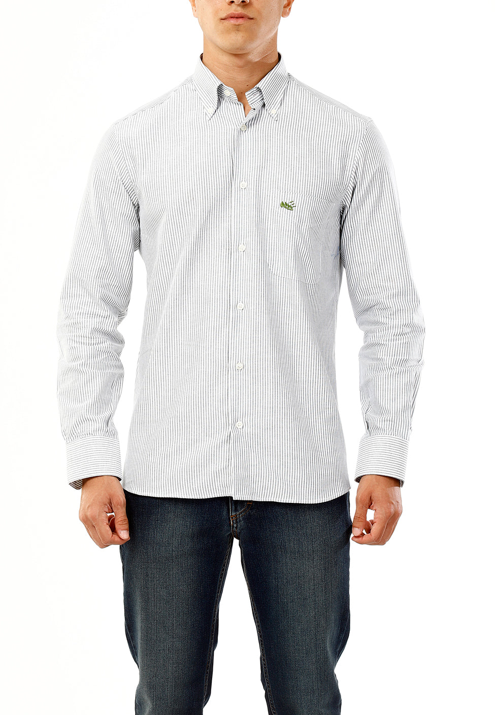 OLD RIVER CAMICIA A RIGHE E LOGO SU TONO_VERDE