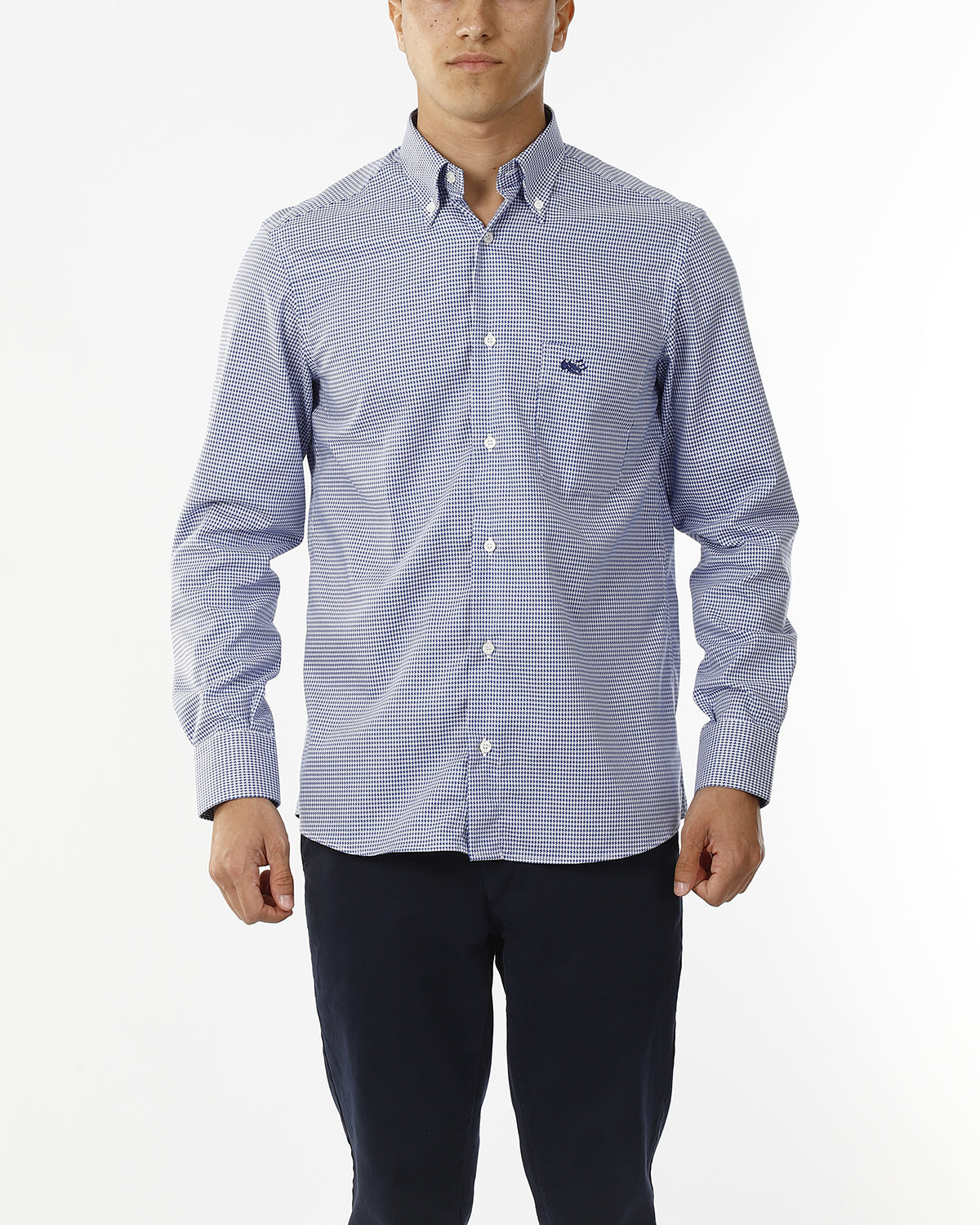 CAMICIA IN MICROFANTASIA PIED DE POULE - NO IRON