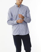 CAMICIA IN MICROFANTASIA PIED DE POULE - NO IRON