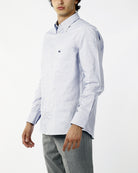 CAMICIA MICROFANTASIA QUADRUCCI BLU - NO IRON