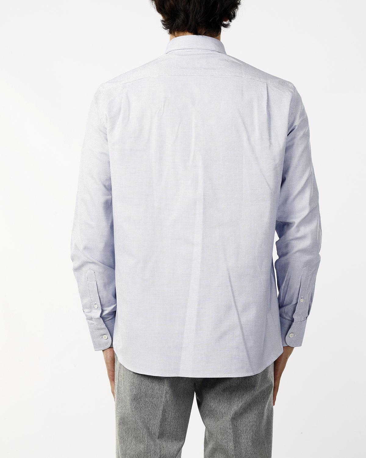 CAMICIA MICROFANTASIA QUADRUCCI BLU - NO IRON