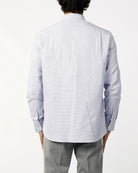CAMICIA MICROFANTASIA QUADRUCCI BLU - NO IRON