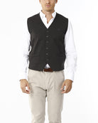 GILET CON BOTTONI E SCOLLO V_CARBONE