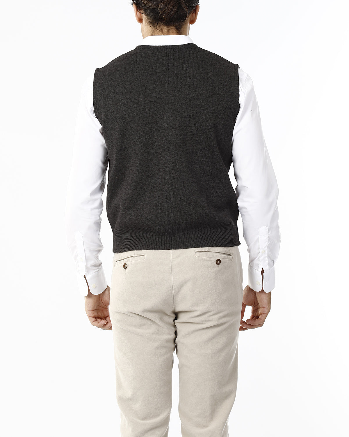 GILET CON BOTTONI E SCOLLO V_CARBONE