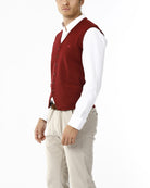 GILET CON BOTTONI E SCOLLO V_SANGRIA