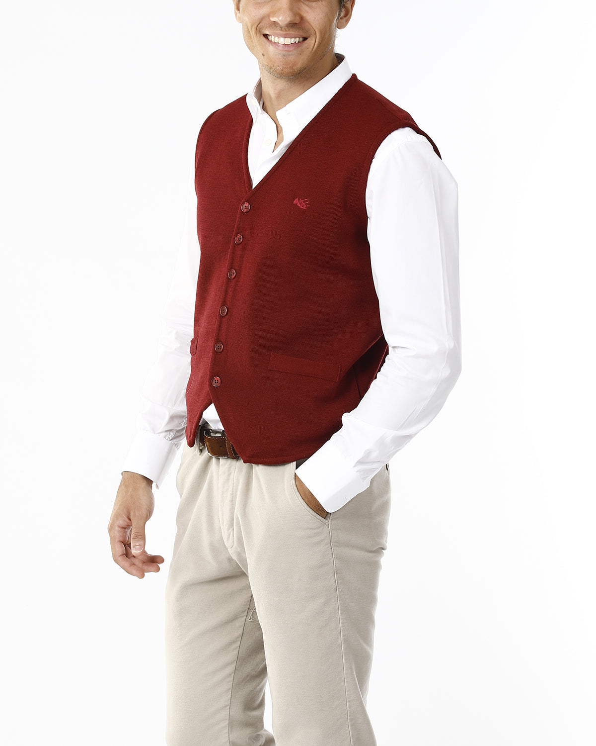 GILET CON BOTTONI E SCOLLO V_SANGRIA