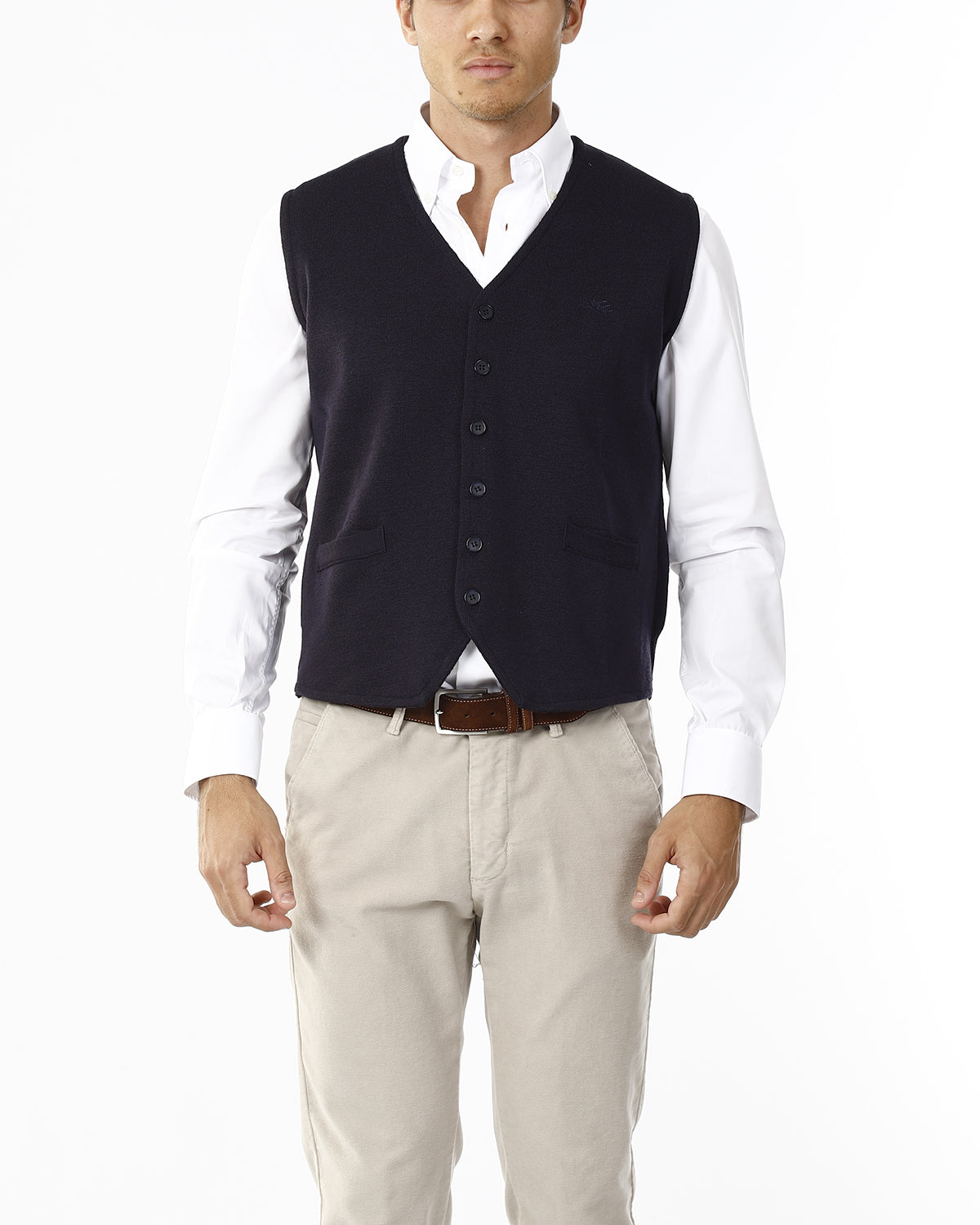 GILET CON BOTTONI E SCOLLO V_TENEBRA