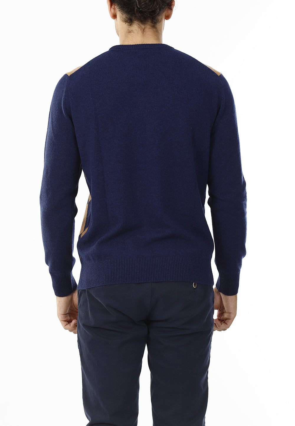 MAGLIONE GIROCOLLO ROMBI LANA E CASHMERE_MARRONE