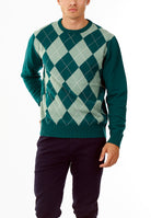 MAGLIONE GIROCOLLO ROMBI LANA E CASHMERE_VERDE