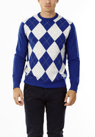 MAGLIONE GIROCOLLO ROMBI LANA E CASHMERE_AZZURRO