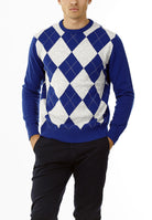 MAGLIONE GIROCOLLO ROMBI LANA E CASHMERE_AZZURRO
