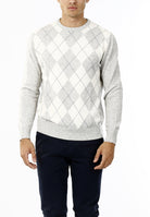 MAGLIONE GIROCOLLO ROMBI LANA E CASHMERE_GHIACCIO