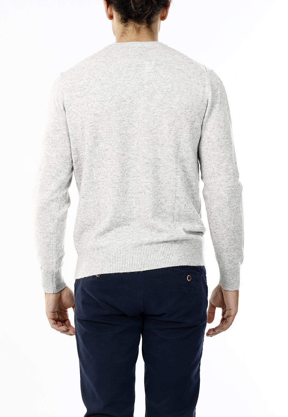 MAGLIONE GIROCOLLO ROMBI LANA E CASHMERE_GHIACCIO