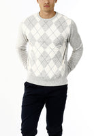 MAGLIONE GIROCOLLO ROMBI LANA E CASHMERE_GHIACCIO