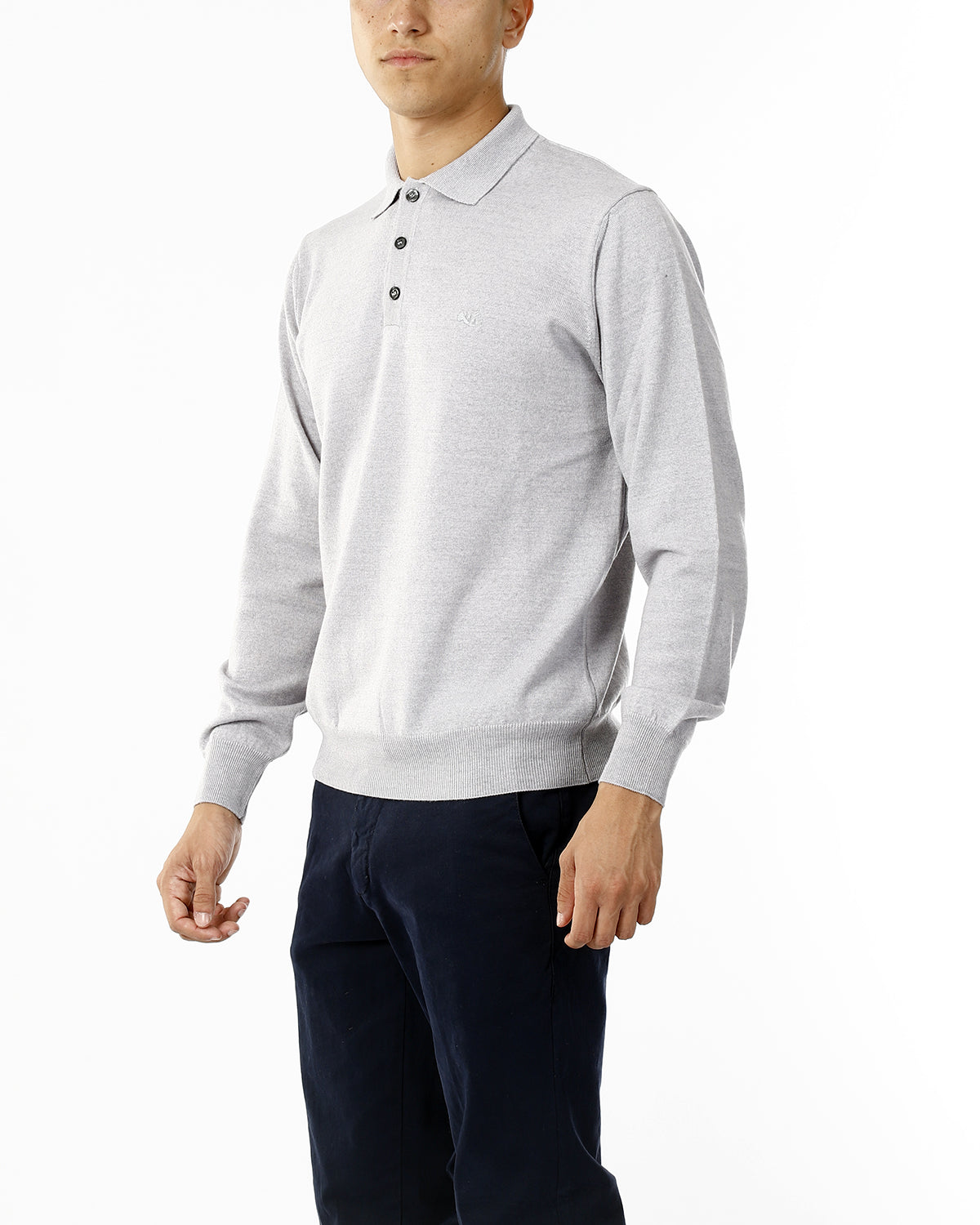 POLO IN MAGLIA - LANA EXTRAFINE 100%_GHIACCIO