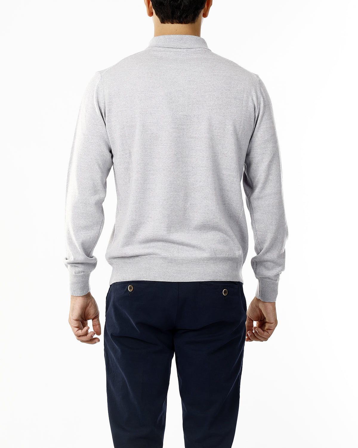 POLO IN MAGLIA - LANA EXTRAFINE 100%_GHIACCIO