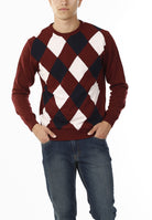 MAGLIONE GIROCOLLO ROMBI LANA E CASHMERE_BORDEAUX