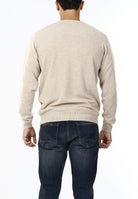MAGLIONE GIROCOLLO ROMBI LANA E CASHMERE_BEIGE