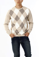 MAGLIONE GIROCOLLO ROMBI LANA E CASHMERE_BEIGE