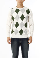 MAGLIONE GIROCOLLO ROMBI LANA E CASHMERE_SAND