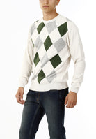 MAGLIONE GIROCOLLO ROMBI LANA E CASHMERE_SAND