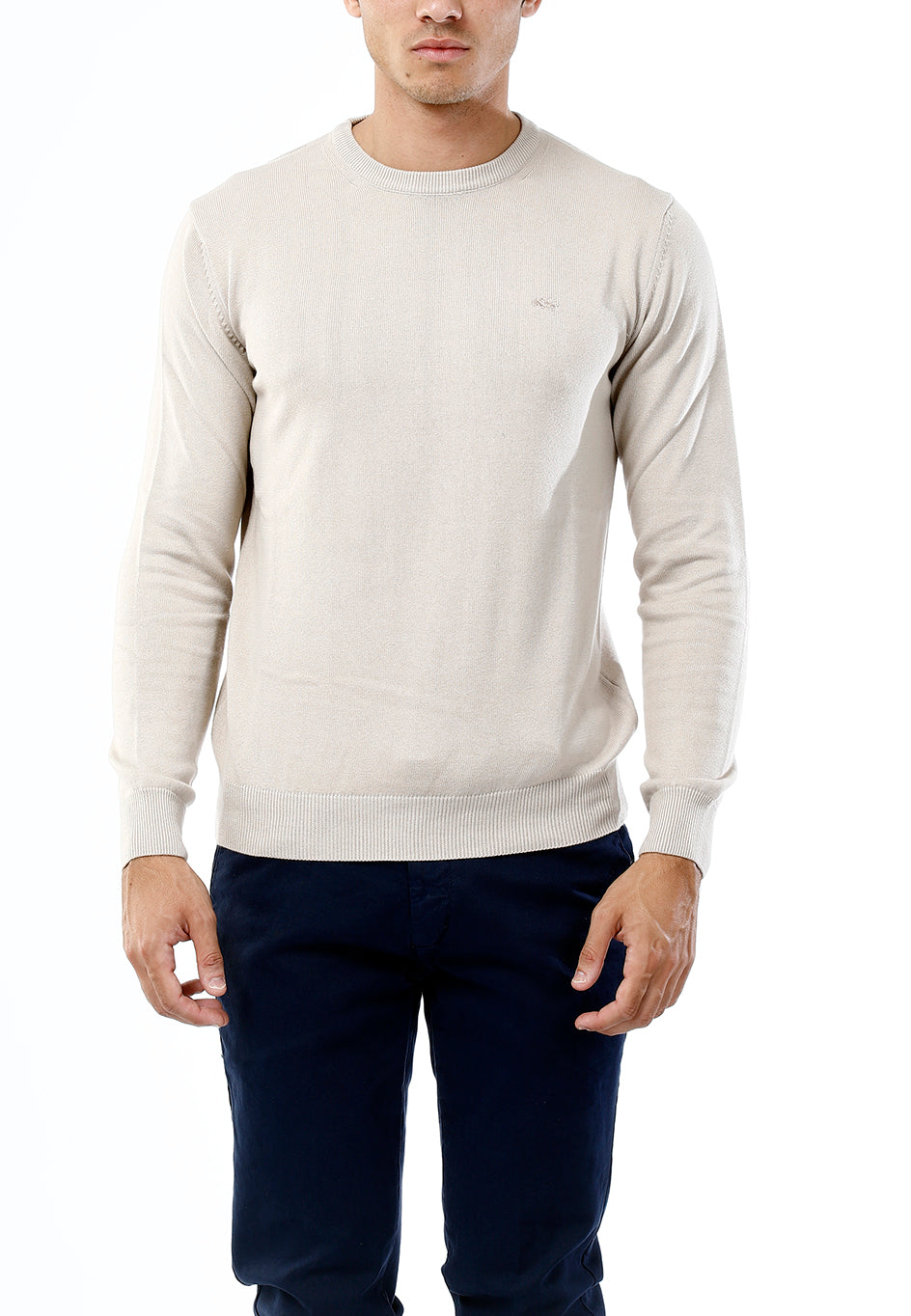 OLD RIVER MAGLIONE GIROCOLLO MINIMAL_SABBIA